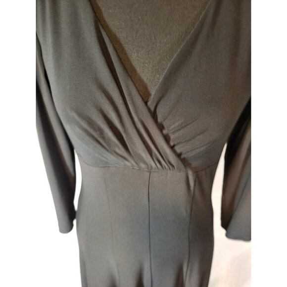 Ralph Lauren LRL Dress Womens 6 Black Jersey Faux Wrap Pleated Gathered Ruched - Picture 2 of 11